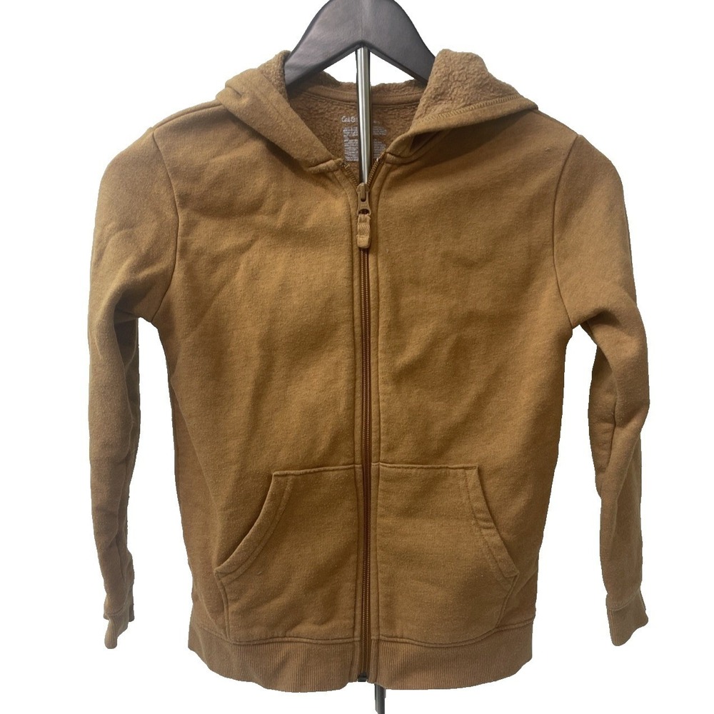 Cat & Jack Zip Hoodie Kids S 6/7 Brown Good Sherpa Lined Fleece Jacket‎